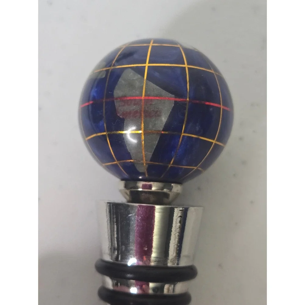 Unbranded Wine Stopper Blue Gemstone Lapis Globe Silver‎ Tone Metal